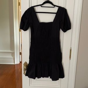 Black ruched cotton Zara mini dress